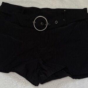 Elegant High Waist Black Shorts with Belt